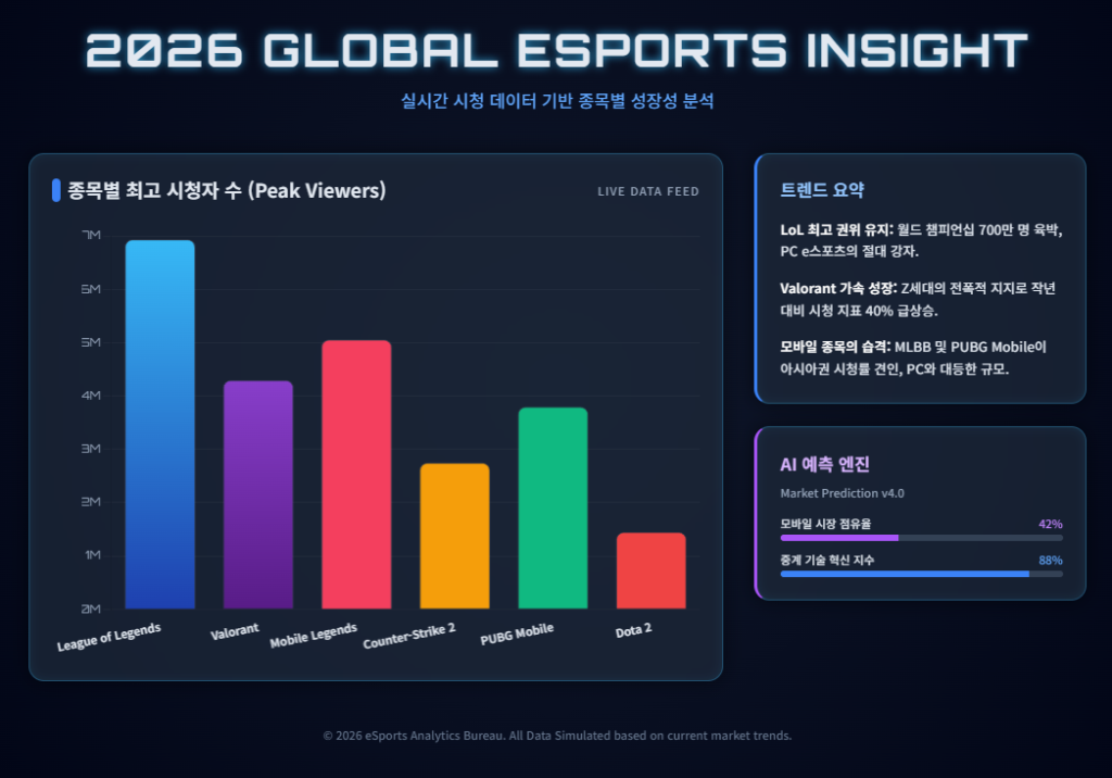 e스포츠 종목별 시청자 수