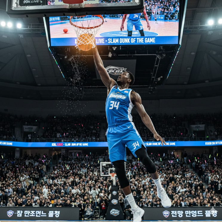 외국인 선수 덩크 장면으로 한국프로농구 중계 매력 강조