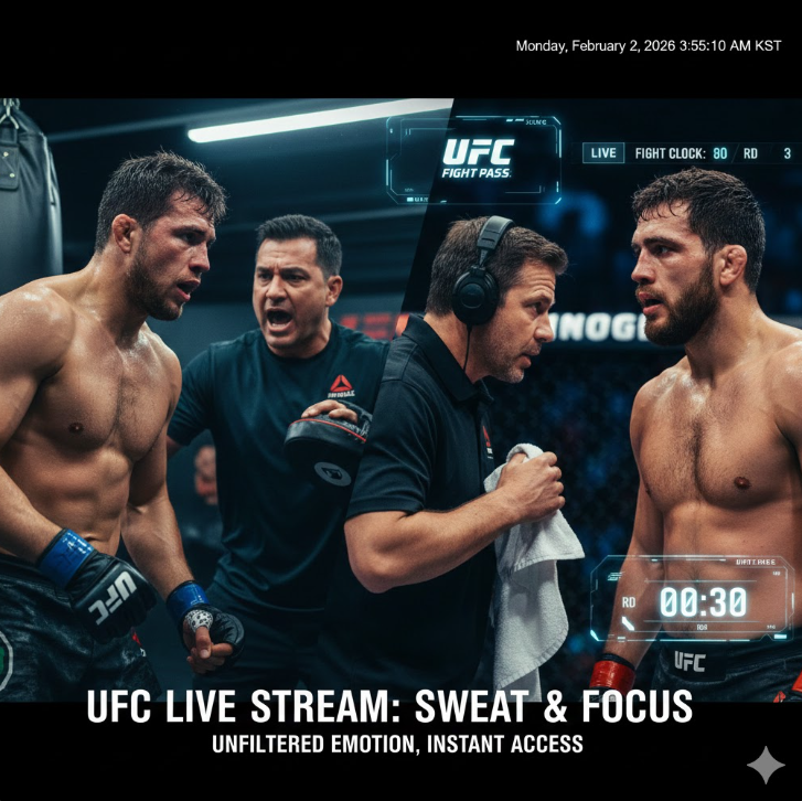 오른쪽에는 헤드셋을 착용한 중계진 혹은 현장 스태프가 수건을 들고 긴박한 현장 분위기를 조율하고 있습니다.