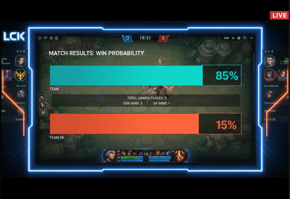 롤 e스포츠 생방송 결과 차트 이미지