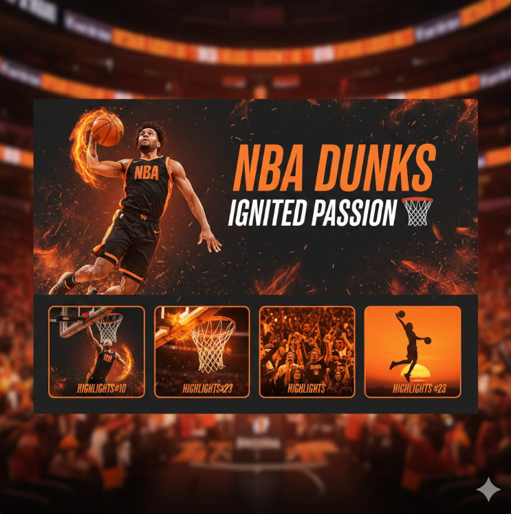 강렬한 시각 효과: 농구공에 불꽃이 붙은 연출 강조하는 붉은색 프레임 등을 사용하여 스포츠 특유의 역동성과 에너지를 강조했습니다.